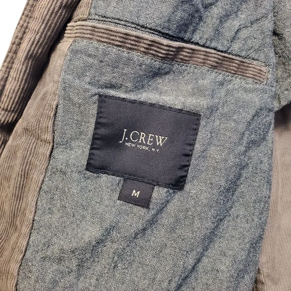 Vintage J CREW Jacket Mens Medium Gray Corduroy Blazer Single Breasted Preppy